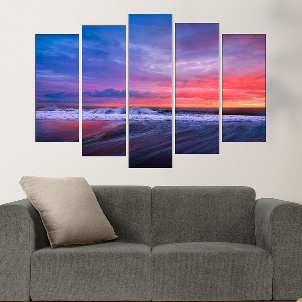 Морски пейзаж на разсъмване - картина пано за стена - Image 3