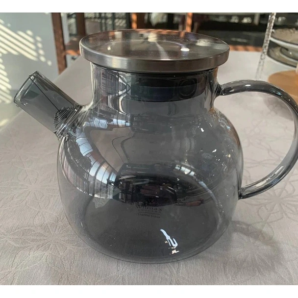 Стъклен чайник с метални цедка и капак 1 л - Image 3