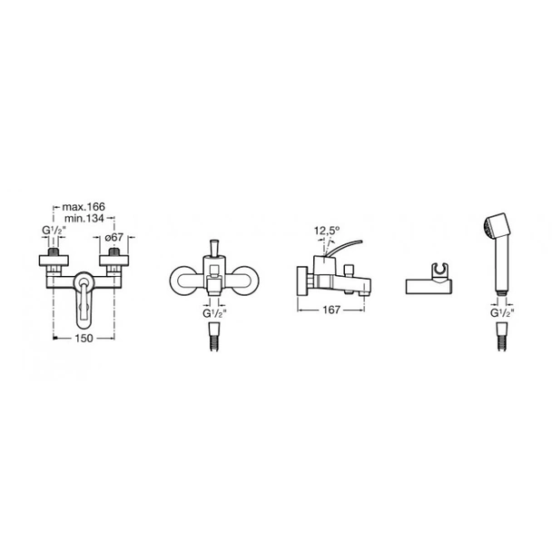 Стенен смесител за вана/душ с аксесоари Moai ROCA - Image 2