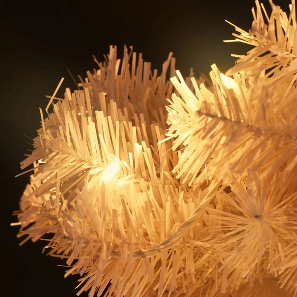 Усукана коледна елха със саксия и LED, бяла, 120 см, PVC - Image 8