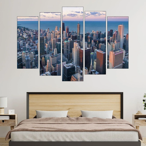 Чикаго по здрач - картина пано за стена - Image 3