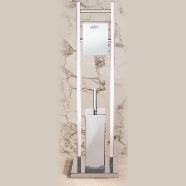 Комплект четка и поставка за тоалетна хартия металик мат ICA 3811C INTER CERAMIC - Image 2