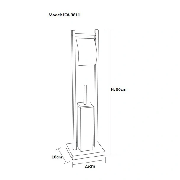 Комплект четка и поставка за тоалетна хартия металик мат ICA 3811C INTER CERAMIC - Image 3