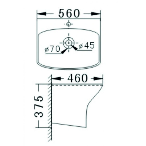 Мивка за баня с полуконзола ICC 5646 INTER CERAMIC - Image 2