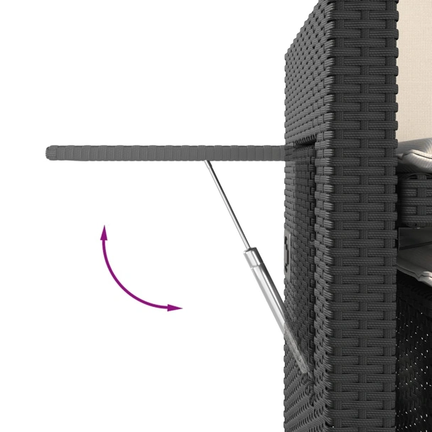 Накланяща се градинска пейка с възглавници черен полиратан - VL365816 - Image 11