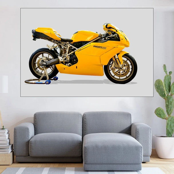Жълт мотоциклет Дукати - картина пано за стена