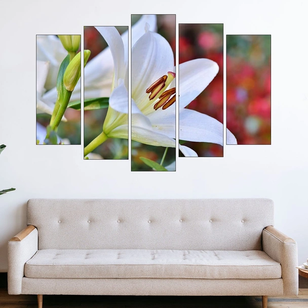 Близък план на бяла лилия - картина пано за стена - Image 3