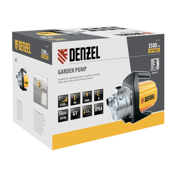 Градинска повърхностна помпа 1000 W GP1000Х DENZEL - Image 8
