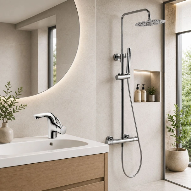 Душ система с термостатен смесител 6221 NEW + подарък смесител Тиана 1390091 INTER CERAMIC
