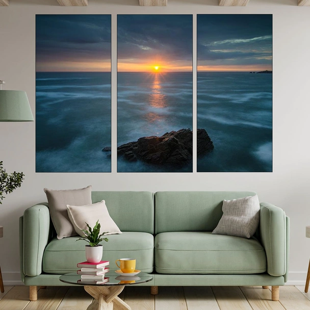 Ефектен изгрев над океана - картина пано за стена - Image 2