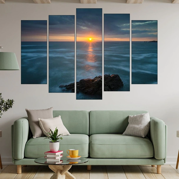 Ефектен изгрев над океана - картина пано за стена - Image 3