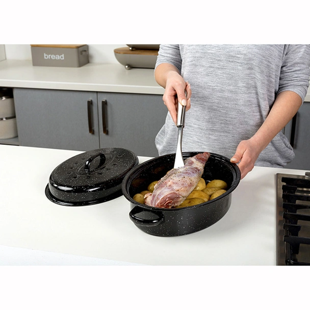 Емайлирана овална тава с капак 37 см NAVA - Image 9