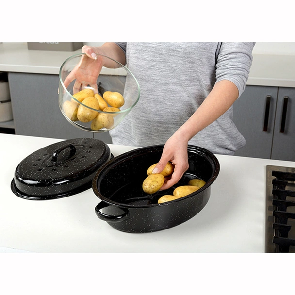 Емайлирана овална тава с капак 37 см NAVA - Image 8