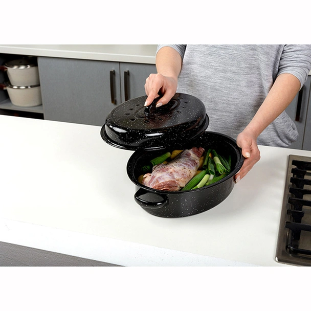 Емайлирана овална тава с капак 37 см NAVA - Image 11