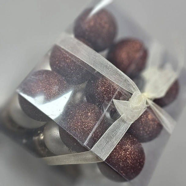 Коледни топки Ø5 см Перлено медно/бронз 27 бр. - Image 2