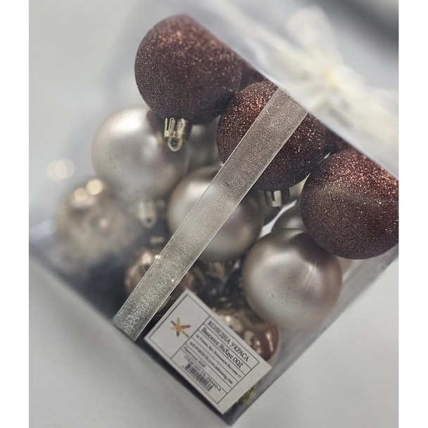 Коледни топки Ø5 см Перлено медно/бронз 27 бр. - Image 3