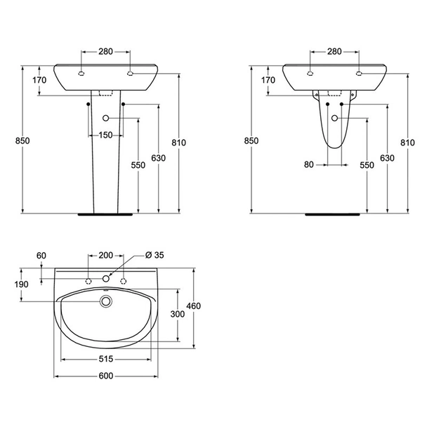 Мивка с централен отвор за смесител 60 см Ulysse VIDIMA - Image 2