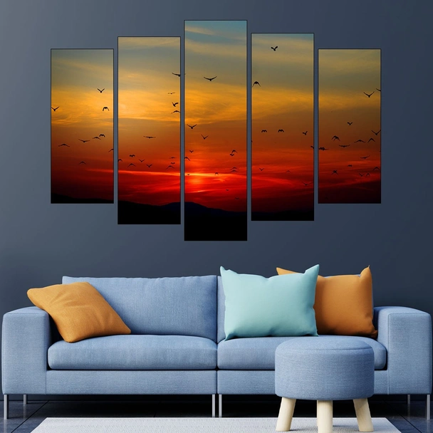 Птици посрещат изгрева - картина пано за стена - Image 3