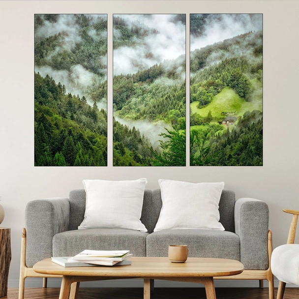 Сутрешна мъгла в гората - картина пано за стена - Image 2