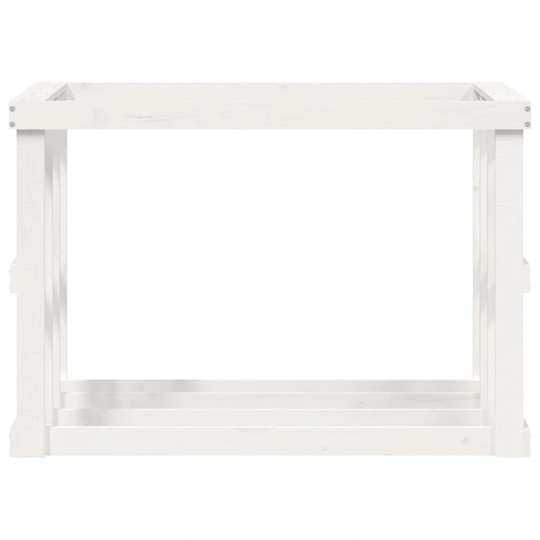 Външна поставка за дърва за огрев бяла 108x52x74 см бор масив - Image 5