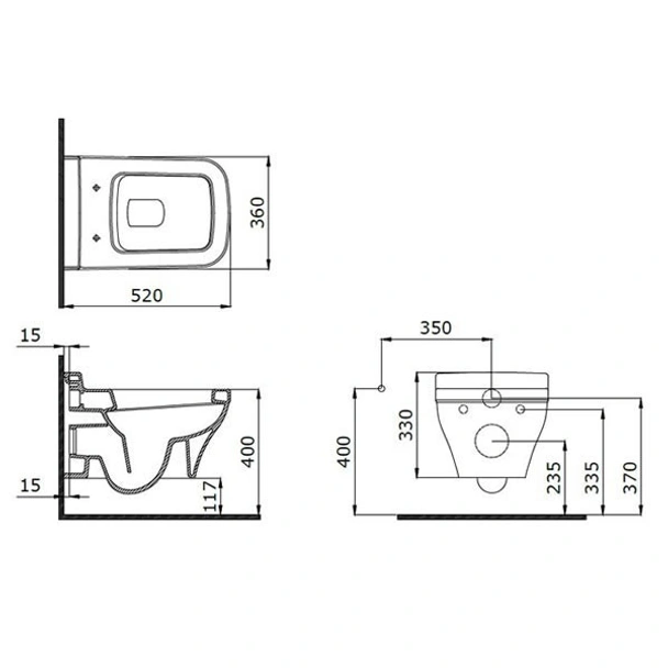 Конзолна тоалетна чиния Scala Arch 52x36х33см BOCCHI - Image 2