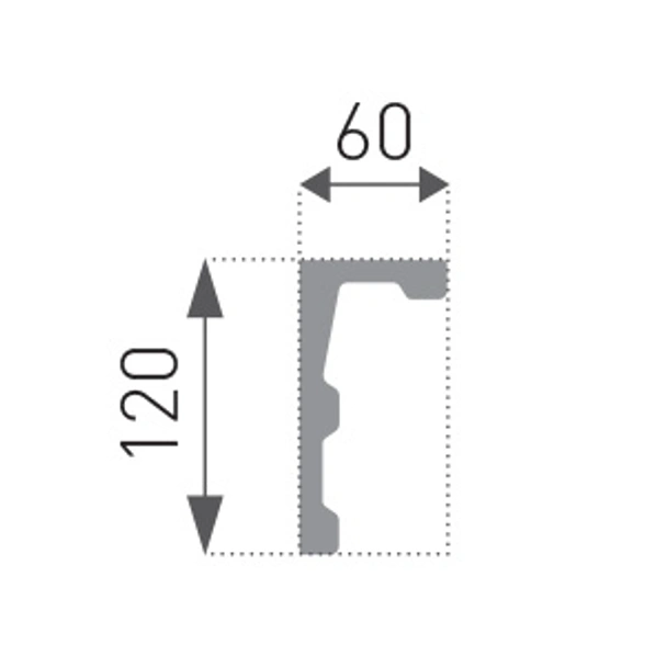 Декоративен перваз за релса за завеси 120x60 мм 2 м EK-1 MARBET DESIGN - Image 3