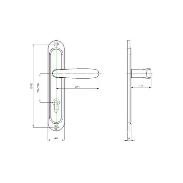 Дръжка за сервизна брава 90 мм цвят антик Силистра SONICO - Image 2
