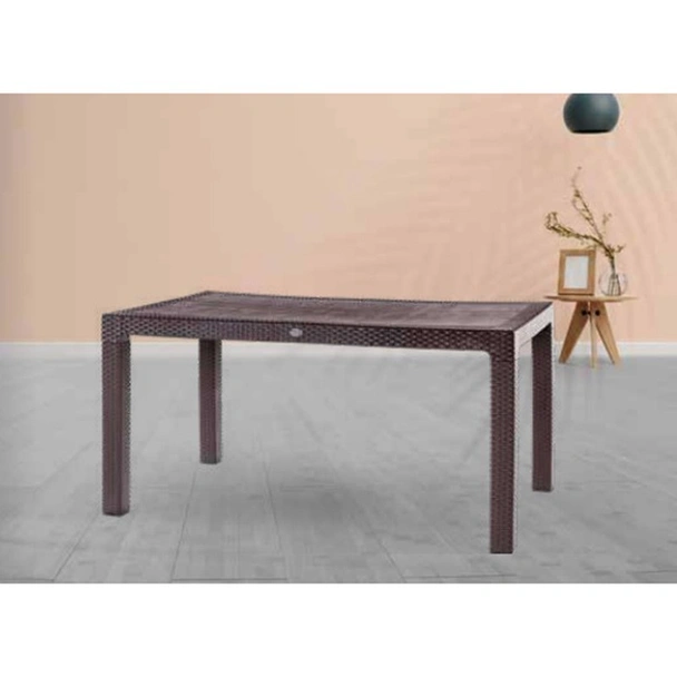 Градинска маса 80x140 см PVC ратан кафява VIOLET HOUSE - Image 2