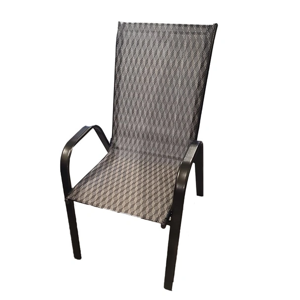 Градински метален стол с текстил 56x68x93 см сив/кафяв - Image 2