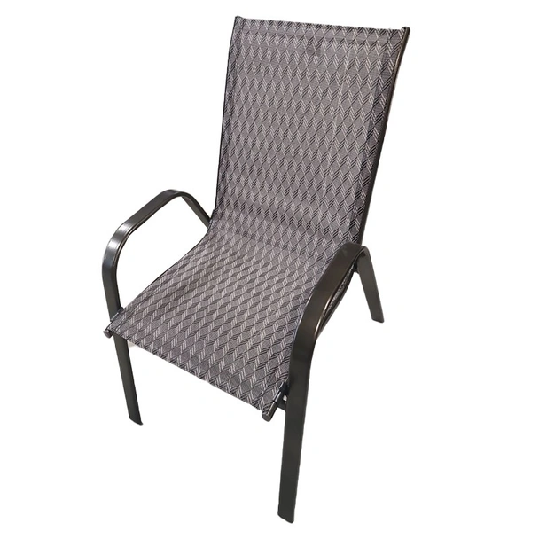 Градински метален стол с текстил 56x68x93 см сив/кафяв - Image 3