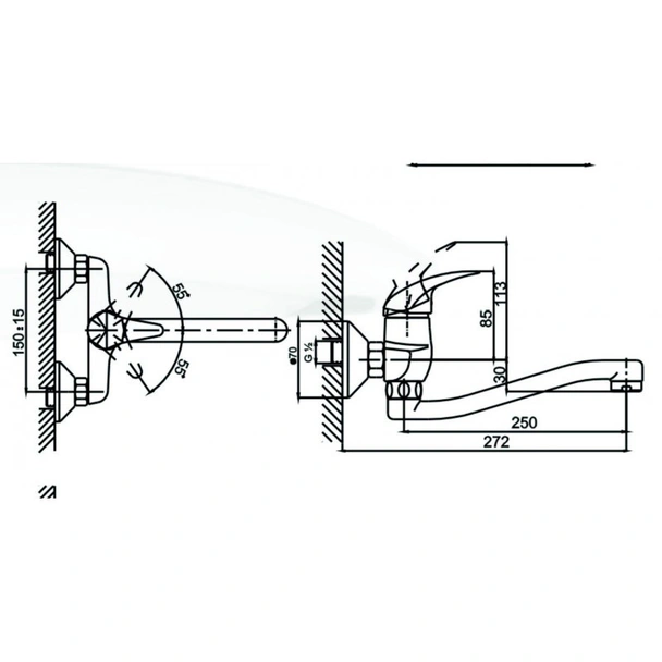 Стенен смесител за кухня Пиедмонт INTER CERAMIC - Image 2