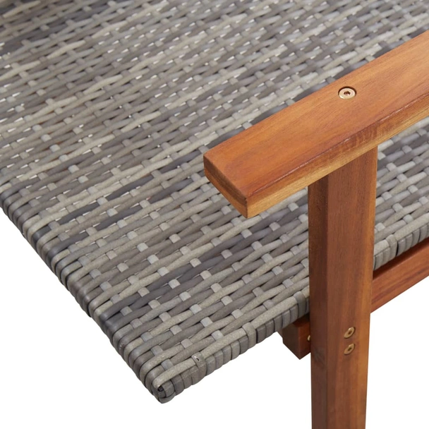 Шезлонг, полиратан и акация масив, сив - Image 8