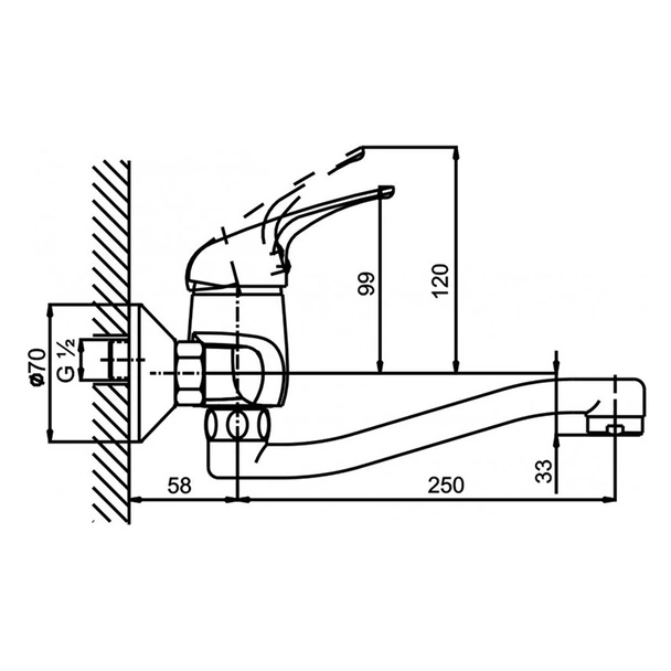 Стенен смесител за умивалник - баня - месинг- Хилда - Image 2
