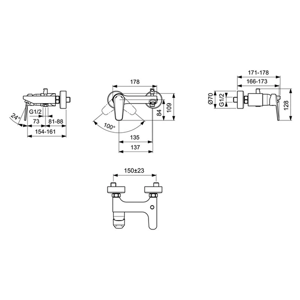 Стенен смесител за вана/душ SevaL VIDIMA - Image 2