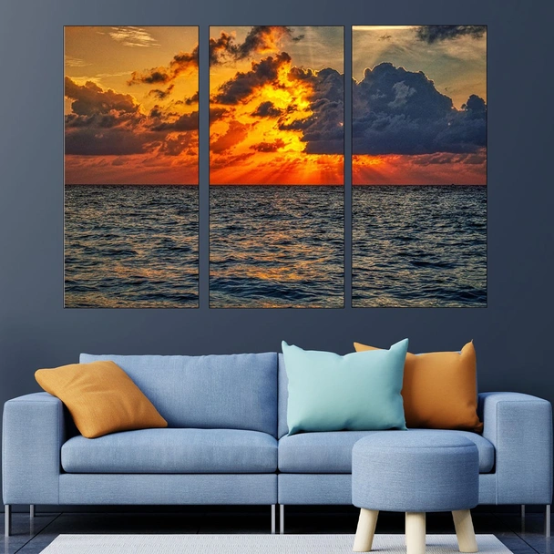 Уникален залез над океана - картина пано за стена - Image 2