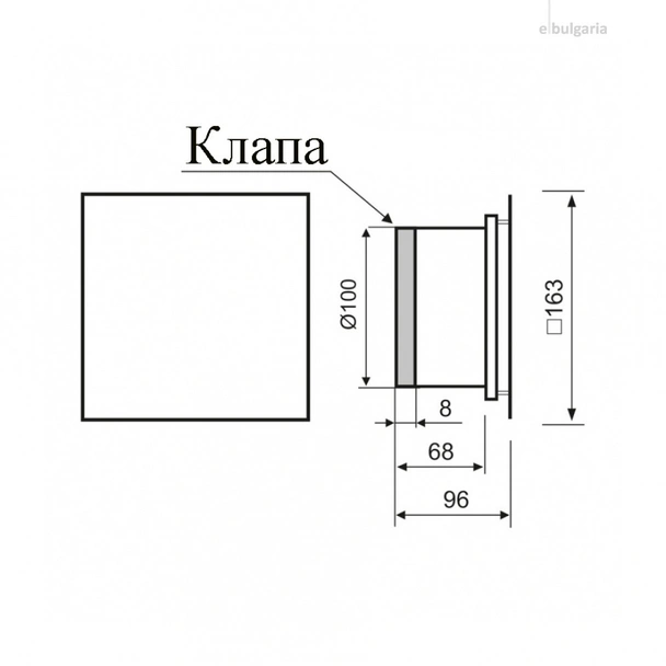 Вентилатор за баня ММ-P 100/169, квадрат, с клапа, стъкло, прав - Image 2