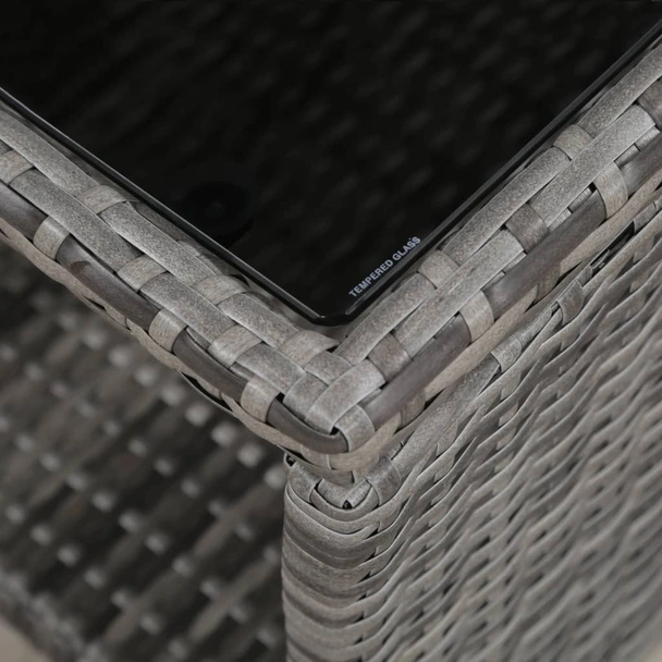 Бистро комплект, 3 части, полиратан,с възглавници, сив - Image 5