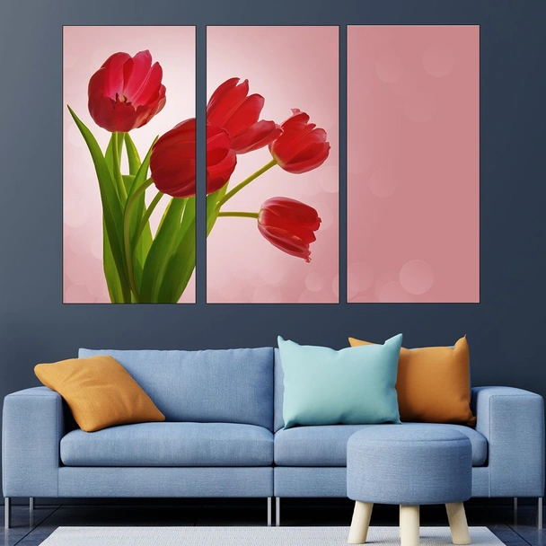 Букет от червени лалета - картина пано за стена - Image 2