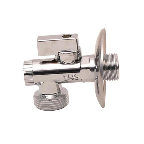 Cферичен кран ъглов полиран с филтър и розетка 1/2" х 3/8"