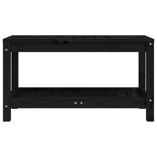 Градинска пейка, черна, 82,5x35x45 см, борово дърво масив - VL832379 - Image 4