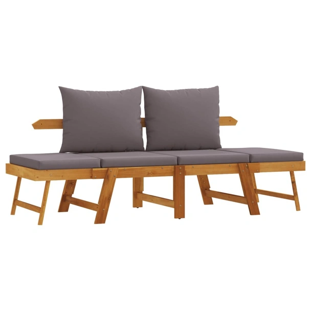 Градинска пейка с възглавници 2-в-1, акация масив - VL367580 - Image 2