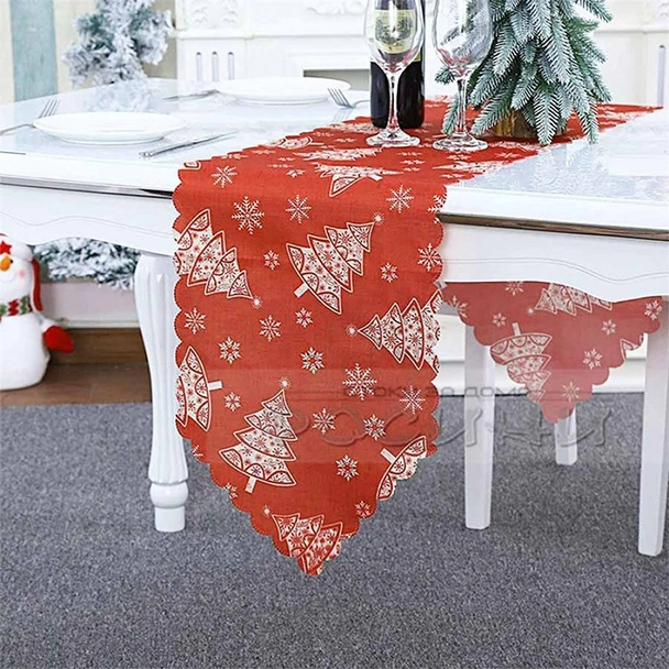 Коледен тишлайфер Елхички червен 35х180 см - Image 2