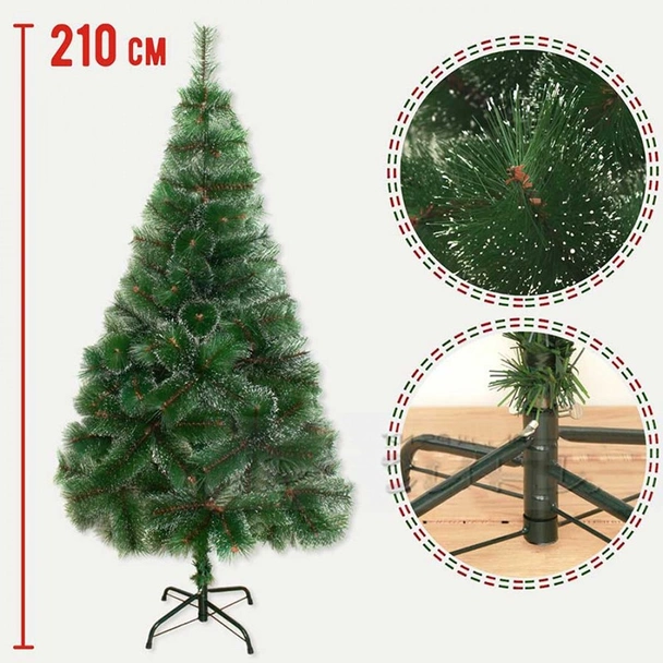 Коледна зелена елха с бели връхчета 210 см - Image 4