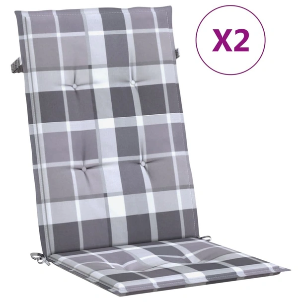 Възглавници за столове 2 бр сиво каре 120x50x3 см плат - VL314128 - Image 2