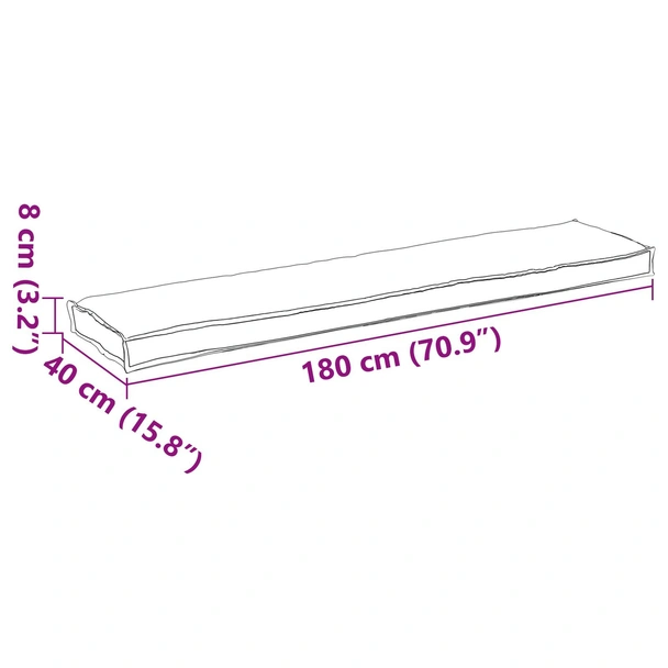 Кушон за палета на за пейка с листен мотив 180x40x8 см Оксфордска тъкан - VL42001676 - Image 9