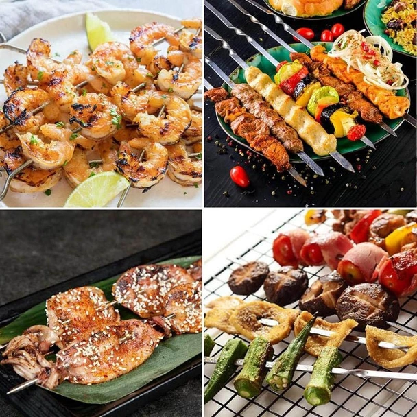 Метални шишове за барбекю 38 см 12 бр. JY3123 BBQ - Image 3