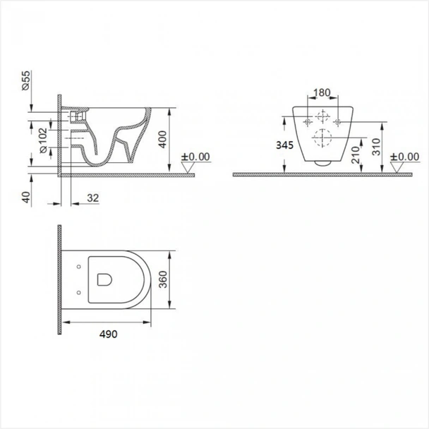 Порцеланова тоалетна чиния, стенен монтаж - Image 2