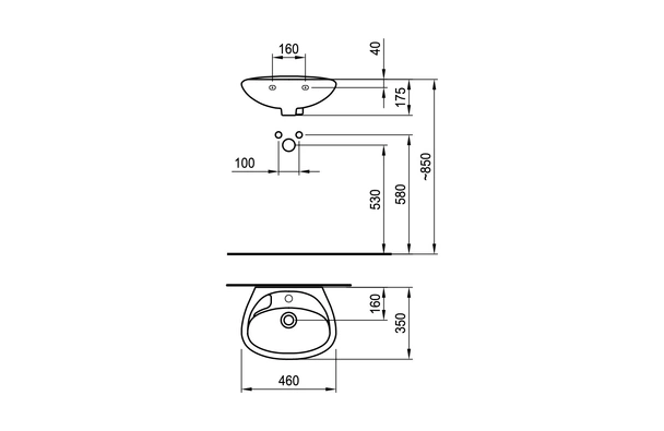 Умивалник 460 с 1 отвор - Image 2