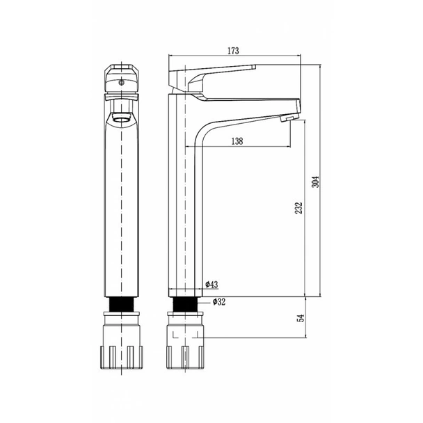 Висок смесител за баня ф35 мм стоящ Genua FORMA VITA - Image 2