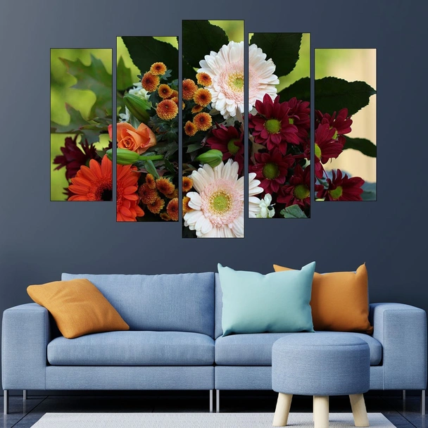 Букет от гербери и хризантеми - картина пано за стена - Image 3